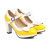 Nuevo color a juego lazo Princesa moda zapatos hebilla tacones altos gruesos talla 32-48 zapatos de comercio exterior