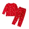 Conjunto de Ropa Interior Térmica Roja de Año Nuevo para Niños, Pijama Suave Festivo para Niños y Niñas, Nuevo Estilo para el Año de Nacimiento
