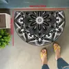 Tapete de Entrada Amazon Bem-vindo Semicírculo Flor Cristal Veludo Entrada À Prova de Poeira Resistente à Sujeira Tapete para Pés Doméstico Banheiro Tapete de Entrada