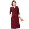 Elegante vestido para mamá, corte holgado, longitud media, nueva colección primavera/otoño, diseño de dos piezas simulado, manga larga, adecuado para mujeres de mediana edad y mayores, tela gruesa