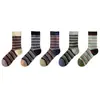 Calcetines Rayados Vintage CHEEMY FREE para Mujer Otoño e Invierno, Calcetines de Algodón Sin Costuras Versátiles Estilo Old Money con Bloques de Color para Mujer
