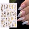 2022 Nova Manicure Transfronteiriça Adesivos Estéreo 3D Borda Dourada Mármore Padrão de Olho Unhas de Coração