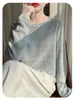 Diseño de nicho hueco, cuello redondo con cuentas, versátil, suave, tacto de alta gama, elegante camiseta de manga larga de Lyocell Tencel