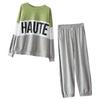 Novo Conjunto Esportivo Casual de Manga Longa Outono e Inverno Moda Suit Feminino Popular Online Estilo Estrangeiro Cor Contrastante Solto Emagrecedor Conjunto de Duas Peças