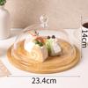 Plato de prueba de frutería con tapa, plato de exhibición de frutas de bambú, bandeja para pastel dim sum con cubierta antipolvo redonda de policarbonato transparente