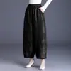 Garantía de Calidad Reductor de Edad Mamá Seda Pantalones de Pierna Ancha Mujer Otoño Nuevo Estilo Caída Suelta Casual Pantalones de Cintura Alta Cortos