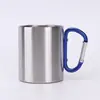 Taza de acero inoxidable de doble capa 300ml para comercio exterior, taza de camping para exteriores con mosquetón, taza de café 220ml