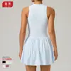 Vestido Feminino Cross-border Cloud Sense Falso Duas Peças Gola Alta para Corrida ao Ar Livre Camada Base Anti-Exposição Barra de Saia Evasê Saia de Tênis