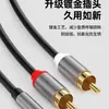 [Alta Qualidade] Cabo de Áudio 1/2 3,5mm para Plug Duplo RCA Conexão de Celular Conexão de Áudio Cabo para Subwoofer