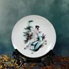 Jingdezhen Cerámica Estilo Chino Nuevo Decoración Creativa Plato Colgante Oficina Hogar Sala de Estar Estante Antiguo Artesanía Adornos de Joyería