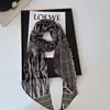 Lenço Feminino Longo Estilo Coreano Estampado de Bolinhas Lenço de Seda Lenço Ondas d'Água 2025 Novo Decorativo Meninas Marrom