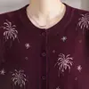 Cárdigan de punto bordado con diseño de fuegos artificiales, un nuevo estilo de otoño para madres, elegante y versátil, un suéter de punto de alta gama para mujeres de mediana edad