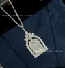 Versão de Luxo do Colar Porta da Felicidade para Mulheres, Banhado a Ouro Branco 18K, Pingente de Frasco de Perfume com Diamantes, Corrente para Clavícula, Presente para Namorada