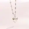Colar com Corrente de Lábios Personalidade Transfronteiriça Europeu e Americano Pingente de Coração Simples Colar de Corrente para Clavícula Coração de Pêssego Nicho de Luxo Feminino
