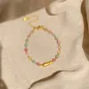 Pulsera de Cuentas de Color Dopamina a la Moda para Mujer, Única y Versátil, Joyería Tejida Dulce y Divertida