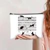 Bolsa de maquiagem vintage com estampa de gato, grande capacidade, em lona com zíper, ideal para guardar lápis e outros cosméticos.