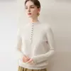 2026 Otoño/Invierno Nuevo Estilo Cuello Medio Alto Medio Abierto Tejido de Punto Manga Larga Color Sólido Holgado Suéter Superior Base para Mujer