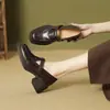Zapatos de Tira en T Retro Sorprendentemente Hermosos y Versátiles con Corte Profundo para el Trayecto Diario, Mocasines Slip-On con Punta Cuadrada y Tacón Grueso para Mujer