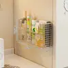 Suporte de Armazenamento para Filme Plástico Cozinha Espaço Vazio Sem Furos Caixa Organizadora de Temperos Cesta de Armazenamento Suspensa Lateral de Geladeira