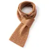 Novo cachecol de cashmere tricotado, de trama aberta e perfurado para outono e inverno, tricotado em ponto de trança de cor sólida, aquecedor de pescoço versátil para mulheres