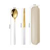 Set de Cubiertos Portátil Cuchara, Tenedor y Palillos de Acero Inoxidable Juego de Tres Piezas Cubiertos Japoneses de Aspecto Elegante Juego de Cuchara y Palillos para Estudiantes