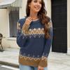 Suéter Casual Solto Mhair Jacquard Gola Redonda Pulôver Europeu e Americano Transfronteiriço wishebay Outono e Inverno Suéter Feminino