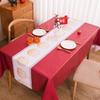 Mantel rectangular lavable impermeable y resistente al aceite para mesa de comedor, con ambiente de Año Nuevo 2025, mantel rojo para mesa de té festivo.