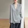 Elegante y Sofisticado Cárdigan de Punto Estilo Envolvente con Cuello en V para Mujer, Nuevo Estilo Otoño e Invierno, Estilo Ligeramente Maduro, Chaqueta Suéter Suave y Holgada