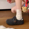 Sapatos de Algodão Pelúcia Quente Estilo Feminino Uso Externo 2026 Novo Estilo Outono/Inverno Retro Plus Veludo Solado Grosso Mocassins Sapatos Birkenstock para Mulheres