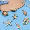 Transfronterizo Nuevo Oro de 16 Quilates Vida Marina Estrella de Mar Caracola Colgante de Aleación Pulsera Pendiente DIY Joyería Colgante
