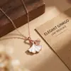 Colar Três Sorte em Prata Pura 999 para Mulheres, Corrente Clavicular de Luxo Leve de Alta Qualidade, Estilo Ins Folha de Ginkgo Pérola Branca Colar Venda por Atacado