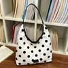 Bolsa de Lona Casual de Grande Capacidade para Mulheres 2026 Nova Tendência Moda Poá Bolsa de Ombro para o Dia a Dia Estilo Relaxado Bolsa Tote
