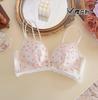 Encuentro Camelia# Crema Dulce Francesa Estilo Floral Pastoral Reunión Sin Marcas Copa Fija Ropa Interior Mujer