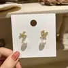 Pendientes de Lazo de Perlas con Diamantes Completos de Lujo Ligero Estilo Francés para Mujer, Pendientes Exquisitos de Diseño de Nicho, Accesorios Únicos para Orejas