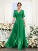 Vestido Longo de Cetim Macio com Fenda Sexy Amazon para Mulheres 2026 Novo Vestido de Madrinha Comércio Exterior Europeu e Americano Vestido Longo