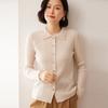 Suéter de caxemira com gola POLO com tiras, feminino, outono e inverno, novo cardigan de malha, temperamento, suéter para todos os tipos de combinações, casaco e blusa