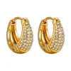 Brincos da Moda Estilo Ins Coreano Cravejados com Diamantes, Galvanoplastia a Vácuo em Aço Titânio, Simples e Elegantes, de Alta Qualidade, Brincos Versáteis para Mulheres
