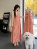Elegante Vestido Suspensório Retrô Estilo Férias para Mulheres, Vestido Longo Laranja Xadrez de Verão com Decote em V, Linha A Solto Emagrecedor