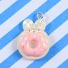Pendientes de resina de color transparente con forma de comida, diseño de conejo, donut y pan, llavero colgante, accesorios de joyería DIY