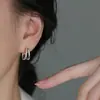 Pendientes Sencillos de Diamante, Pendientes de Diamante Brillantes de Moda para Mujer, Aros de Doble Capa, Estilo Fresco, Pendientes Estilo Celebridad de Internet al por Mayor