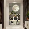 Pino de Bienvenida Pintura Decorativa para Entrada Estilo Chino Nuevo Pintura Colgante para Pared Frente a la Puerta Agua Corriente Trae Riqueza Paisaje Mural para Pasillo