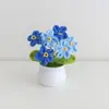 Plantas en Maceta de Nomeolvides Tejidas a Crochet Terminadas, Regalos del Día de la Madre para Personas Mayores, Pequeñas Plantas con Flores en Maceta, Flores en Maceta al por Mayor Directo de Fábrica