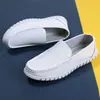 Sapatos de Enfermeiro para Homens, Solado Macio, Antiderrapante, Couro Genuíno, Respirável, Sapatos de Trabalho Confortáveis, Preto, Atacado, Dropshipping, Confortáveis e Respiráveis