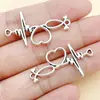 4 Estilos Plata Antigua Nueva Aleación Conector ECG Corazón Pata de Gato Agujero Doble Pulsera DIY Collar Accesorios de Joyería Venta al por Mayor