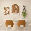 Pintura Decorativa de Restaurante Estilo Creme Nórdico Cor Quente Quente Criativa Mural de Parede de Fundo Combinação de Sala de Jantar e Mesa de Jantar Pintura Pendurada