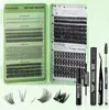 Conjunto Popular Transfronteiriço de Extensão de Cílios Postiços de Grande Capacidade DIY Cabelo de Cluster Único Auto-Enxertável Segmentado Curvatura D Natural Espesso