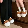 Gorro de chef de dibujos animados con diseño de marmota, pantuflas de algodón con forro polar y engrosadas, unisex, para otoño e invierno, pantuflas cálidas para interiores, pantuflas peludas para parejas