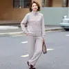 Conjunto Esportivo Casual de Primavera e Outono Feminino 2026 Nova Moda Outono para Mães Conjunto Elegante de Duas Peças para Mulheres de Meia-idade e Idosas
