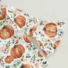Traje de escalada de una pieza triangular de manga larga para bebé niña con diseño de calabaza trompeta Halloween para bebés niñas