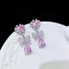 Doce Estilo Coreano Elegante Brincos Feminino Super Fada Design Rosa Cristal Retro Oceano Coração Arco Brincos Fresco